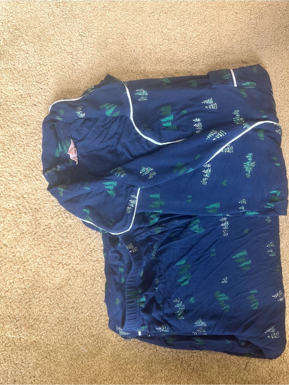 Eberjey Pajama Set with Green and White Tree Print